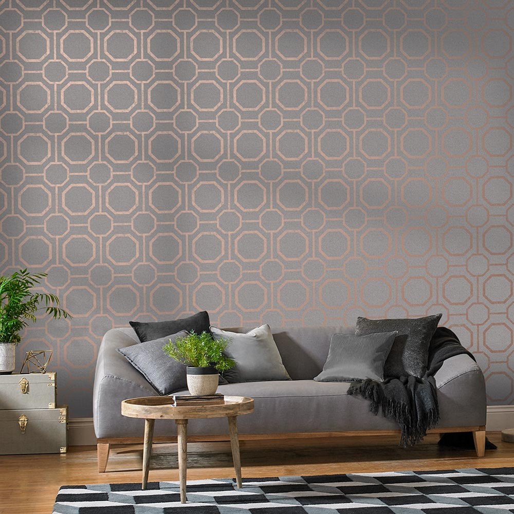 Sashiko Wallpaper 105773 by Graham & Brown in Rose Gold